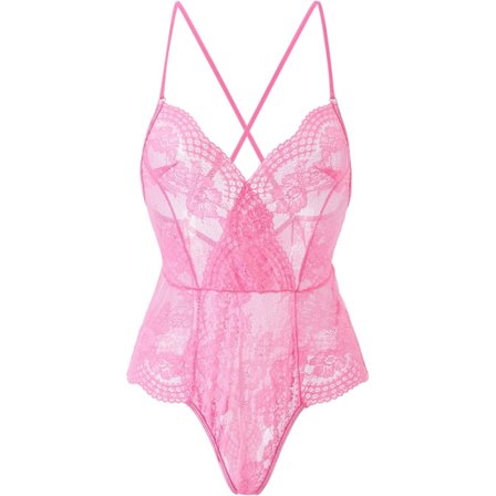 EXY Kvinners Lingeri Sexy Blonder Teddy Bodysuits Naughty Perspective Justerbare Stropper Pyjamas Rosa Medium