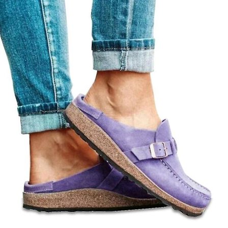 Dam Casual Bekväma Clogs Mocka Slip-On Sandaler Sommar Hem Kontor Skor