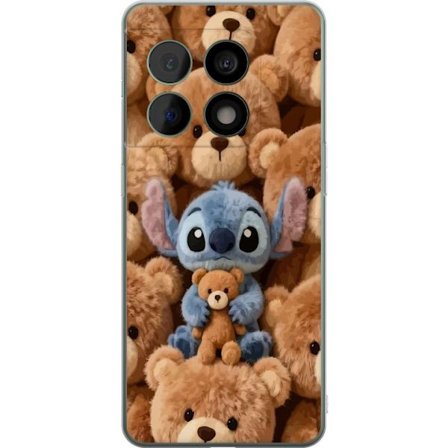 Kompatibelt Mobildeksel til OnePlus 10 Pro Stitch omgitt av brune teddybjørner med en liten teddybjørn i fanget i en søt og koselig kawaii-design