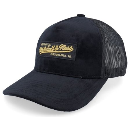 Mitchell & Ness - Black trucker Czapka Z Daszkiem - Hatstore Exclusive x Velvet M&n Box Logo Black A-Frame Trucker @ Hatstore