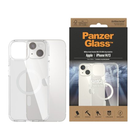 Panzer Transparent w. White MagSafe iPhone 14 | 13 HardCase PanzerGlass - High quality tempered glass screen protector