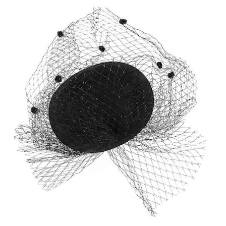 Naisten musta villahattu, jossa verkko, kalanruoto, pienet hiusklipsit, hautajaispäähine, hiuslisäke