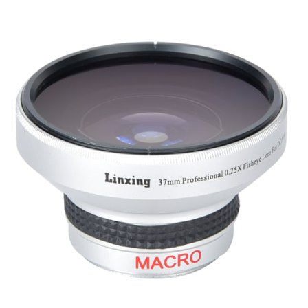 Sølv Sterk Anvendelighet 37mm 0.25X Super Fisheye Ekstraobjektiv for 37mm Kaliber Kameraobjektiver