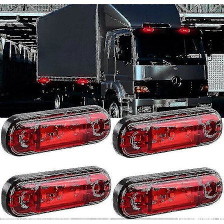 4 stk LED Front Bak Side Markørlys 12V for Lastebil Bobil Lastebil RV Markørlys (Rød)