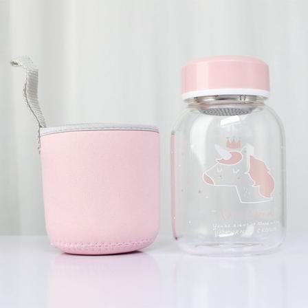 Lasten vesipullo, söpö lapsille Yksisarvinen lasi minalistinen kannettava, vuotamaton White Horn 450ml