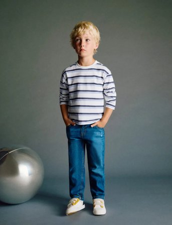 Mango Striped Cotton T-Shirt - White - 2-3