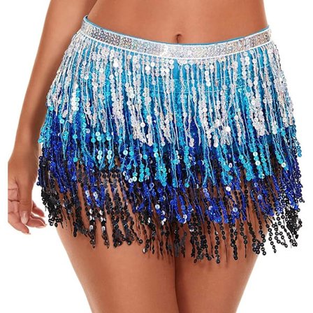 Vatsatanssihame helma hapsu Rave-hame juhla paljetti hapsuhame vatsa lonkkahuivi festivaaliasut naisille