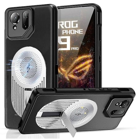 Skal för Asus ROG Phone 9 5G 9 Pro 5G Fodral Ställ Silikon PC Telefonskydd Grafen Värmeavledning -