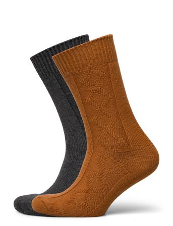 Slhcaleb 2-Pack Wool Sock B Orange Selected Homme