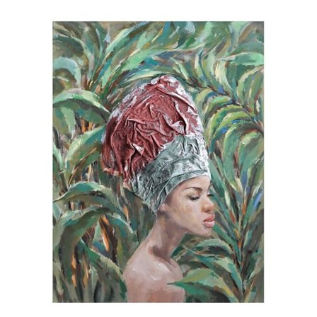 Jungle Lady lærredsmaleri, 76x100cm, flerfarvet