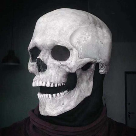 Halloween Cosplay Bevegelig Kjeve Helhode Skallemaske Skummelt Skjelett mørk farge