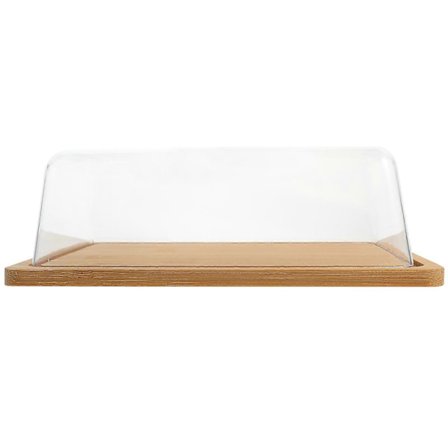 Elegant kakefat med lokk for hjemmebruk, akryl og bambus, lys brun, 1 sett (LGL)