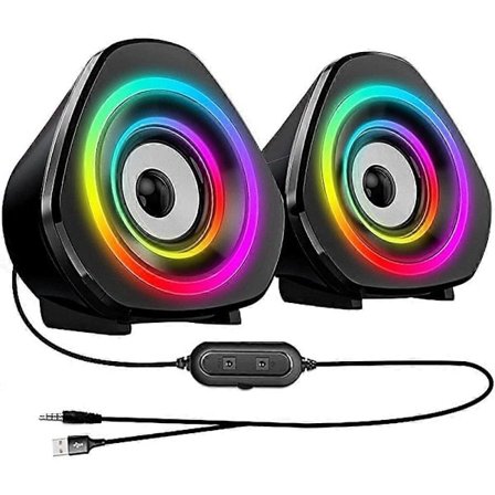 Datorhögtalare PC Skrivbord Laptop Högtalare RGB Ljus USB-driven Volymkontroll för PC/Laptops/Skrivbord