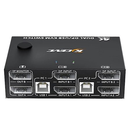 8K Dubbel Monitor KVM-Switch, Displayport 1.4 KVM-Switch 2 Monitorer 2 Datorer 8K 30Hz 4K 144Hz med 4 USB-Portar