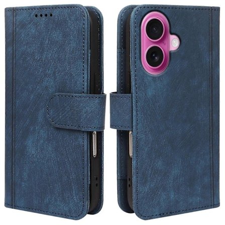 iPhone 16 Nahkakotelo Linjakuvio Lompakko Puhelinkotelo 9 Korttipaikalla