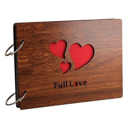 DIY Fotoalbum Træomslag Jubilæums Scrapbog 20 x 15 cm Selvklæbende Billedbog med Sort