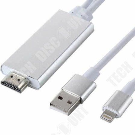 HDMI-adapter - TD - USB till HDMI - Kompatibel med iPhone och iPad - Enkelt att strömma - Färg Grå