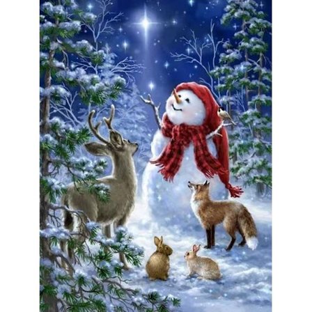 Snemand Diamond Maleri Kits til Voksne, Jul Diamond Art Kits, Diamond Dot Maleri med Diamanter, Kunst og Håndværk til Begyndere, Vægdekoration til 