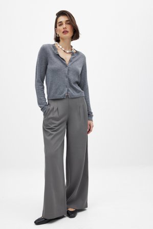 NA-KD - Bred bukse med middels liv - Skreddersydde bukser - Grå - EU 40