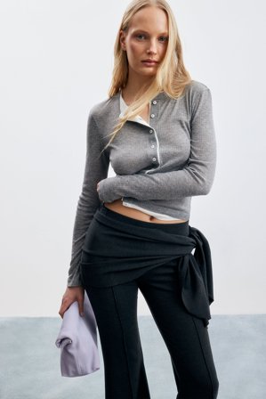 NA-KD Layering Long Sleeve Jersey Top - Langærmede t-shirts - Grå - L