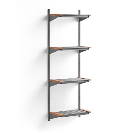 Wandgarderobenschrank JEPPE mit 4 Schuhböden, Grundelement, 1790x600x310 mm, Alu/Eiche