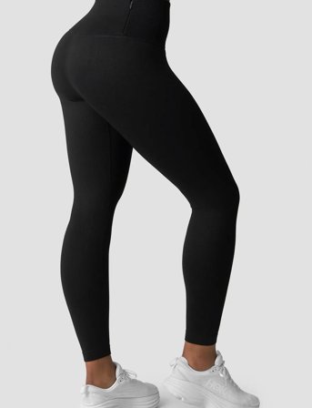 ICANIWILL Ribbed Define Seamless Pocket Tights - Black - XS