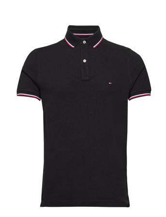 Core Tommy Tipped Slim Polo Polos Short-sleeved Musta Tommy Hilfiger