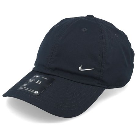 Nike - Svart unconstructed Keps - Club Cap Metal Swoosh Black/Metallic Silver Dad Cap @ Hatstore