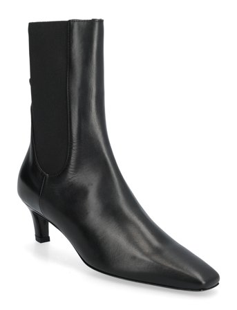 TOTEME Leather Mid- Heel Boots - Black - 36