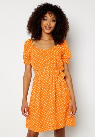 VILA Dotina S/S Dress Mango Sorbet AOP:DOT Klær