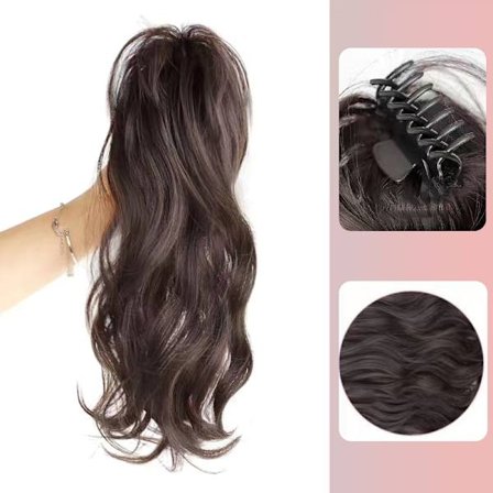 Syntetisk Claw Clip Hestehale Hair Extensions Short Curly Natura