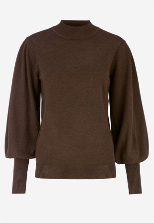 Soyaconcept - Finstickad tröja med halvpolo - brunmelange - för damer - XL (44) - Cellbes