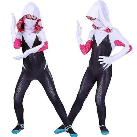 4-10 År Barn Flickor Spider Gwen Med Mask Jumpsuit Kostym