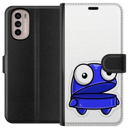 Kompatibel Tegnebogsetui til Motorola Motorola Moto G31 Blå tegneseriefigur med åbent udtryk og store øjne i sjov illustration