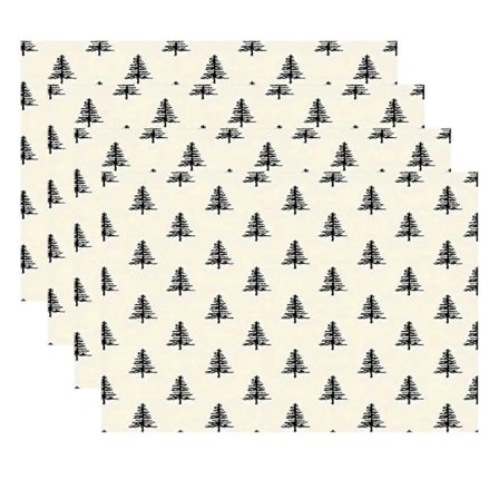 Luckky Julebrikker 30x45 cm Sett med 4, Grønt Tre Snøfnugg Jul Vinter Høytid Jute Bondegård Innendørs Bordmatter Dekorasjoner co[D]