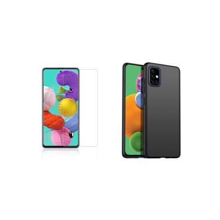 Samsung Galaxy A71 - Matt tyndt beskyttelsescover & skærmbeskytter Svart