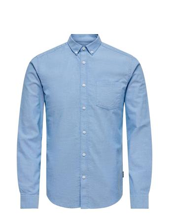 Onsremy Ls Reg Wash Oxford Shirt Tops Shirts Casual Blue ONLY & SONS