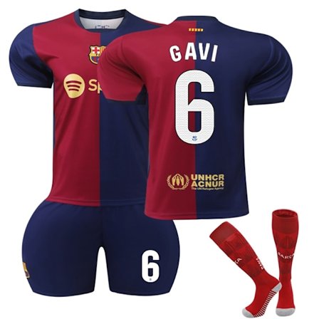 2024-2025 Barcelona Hemmafotbollströja för barn nr 6 Gavi- Perfet