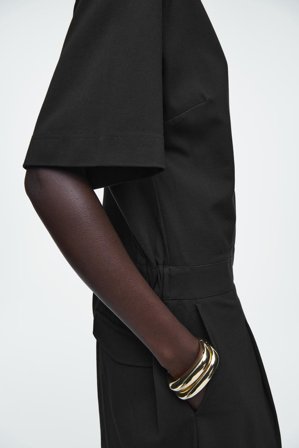 COS Women's Short-Sleeve Jumpsuit Dress in Black