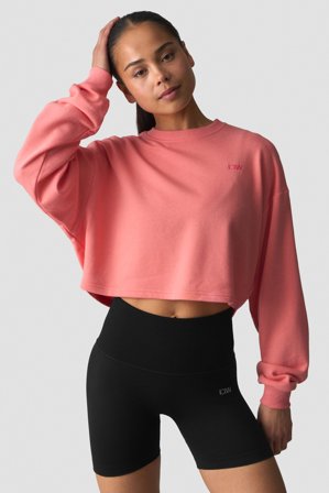 Everyday Unbrushed Cropped Crewneck Light Pink Peach