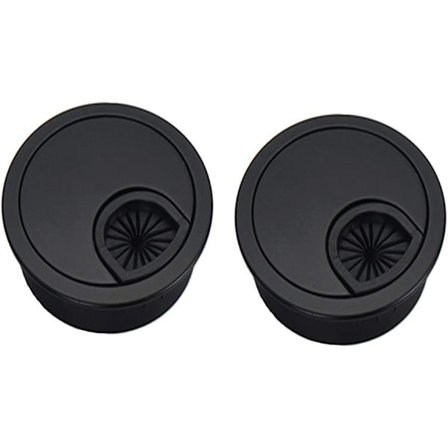 2 stk. Runde Indbyggede Kabeldæksler Bord Kabelgennemføring