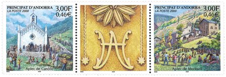 Fransk Andorra - Bjergkirker - Postfrisk par med tab