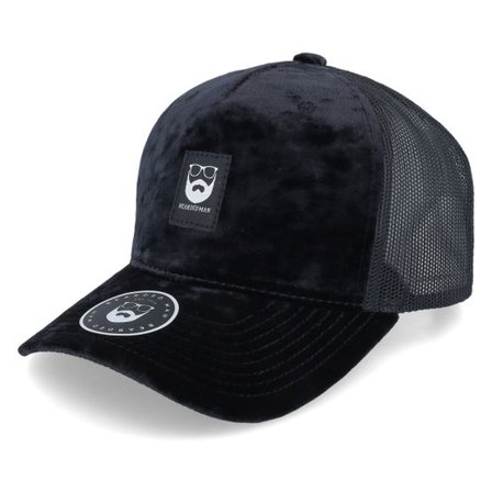 Bearded Man - Svart trucker Keps - Bm Logo Blk Woven Velvet Black/Black A-frame Trucker @ Hatstore