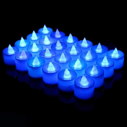 24 stk. Flimrende farverige falske stearinlyslys med glødende flammefri LED-telyslampe Batteridrevet bryllupsbekendelse Feriedekoration