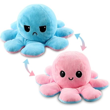 40cm Jättevändbar Bläckfisk Gosedjur Vändbar Glad Ledsen Bläckfisk Plyschleksak Visa ditt humör utan att säga ett ord!