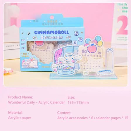 2025 Ny Sanrio Transparent Akryl Kalender Min Melodi Kuromi Cinnamoroll Skrivebord Dekorationer Daglig Månedlig Planlægning Piger Gave A2