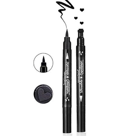 2 in 1 eyeliner-leimasin nestemäinen eyeliner-kynä vedenpitävä nopeasti kuivuva kaksoispääleimasin