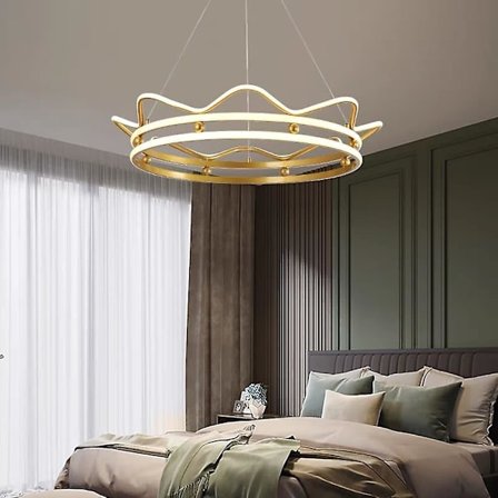 LED Hængende Lampe Cirkel Rund Akryl Metal Krone Moderne Spisestue