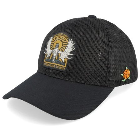 SQRTN - Svart trucker Keps - Älghorn All Net 120 Cap Black Trucker @ Hatstore