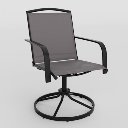 Sæt med 2 Drejebare Havestole COSTWAY, Høj Ryg og Rund Metalbase, 360° Netchaise, Sort